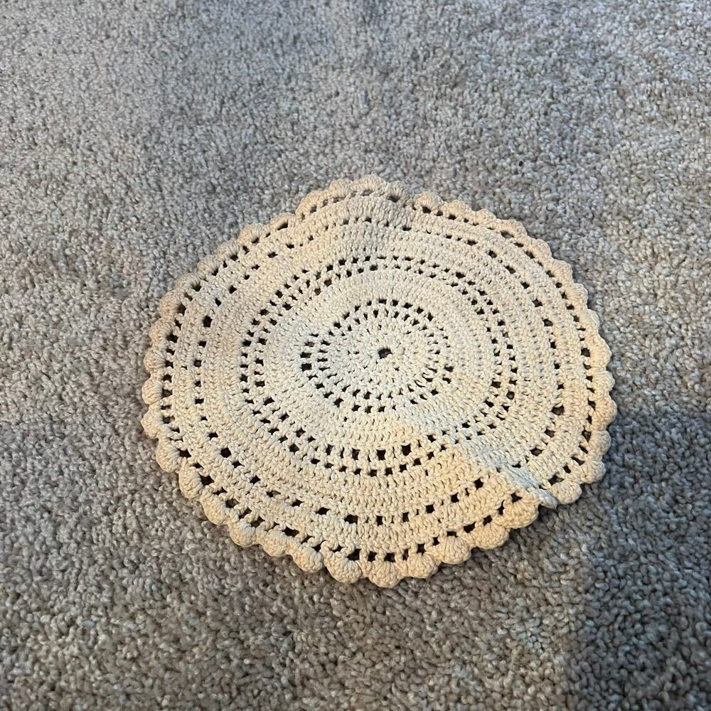 Vintage Handmade Small Round Doily Crochet Cotton